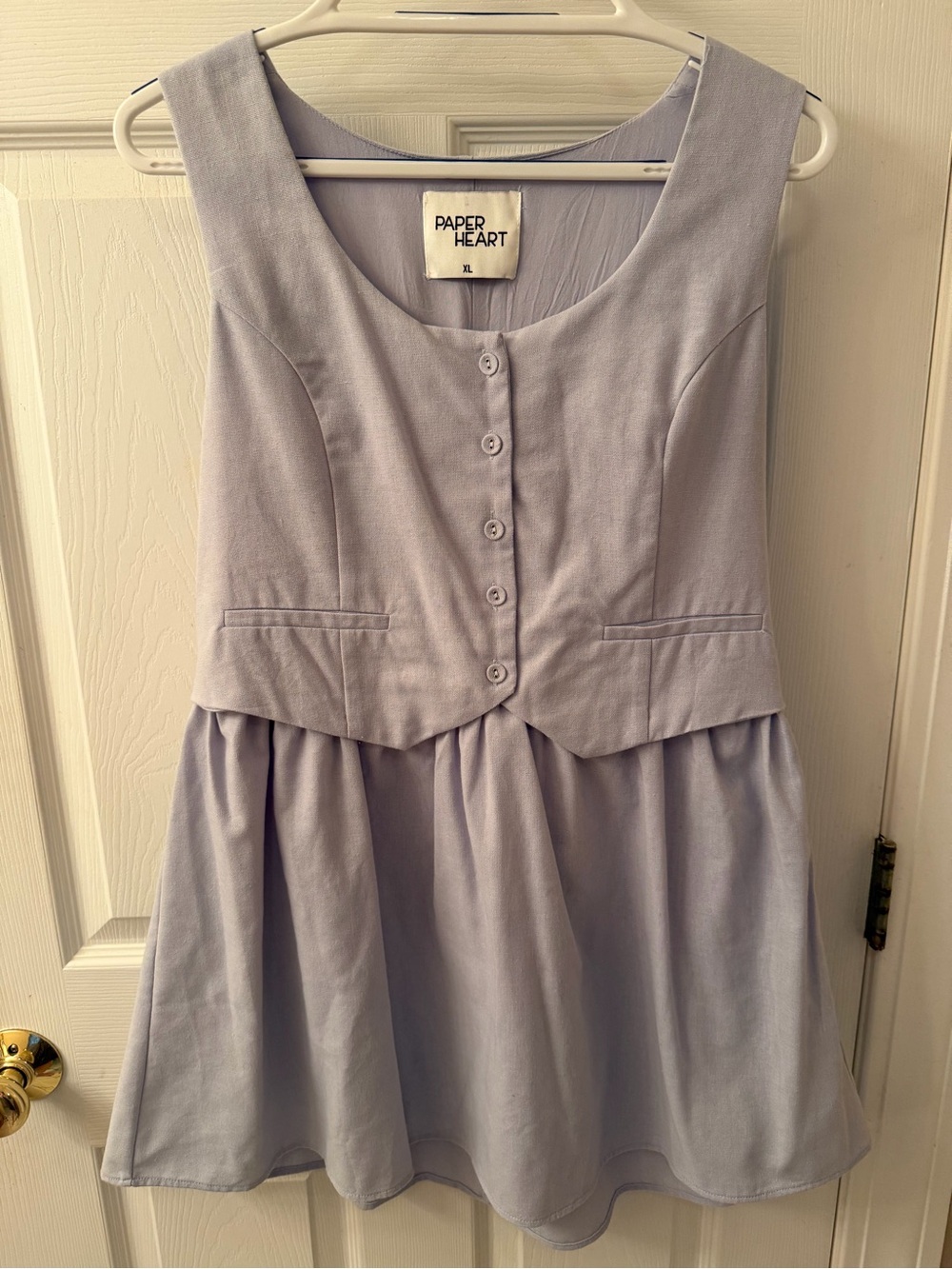 Light Blue Sleeveless Dress With Button-Front Vest-Style Bodice